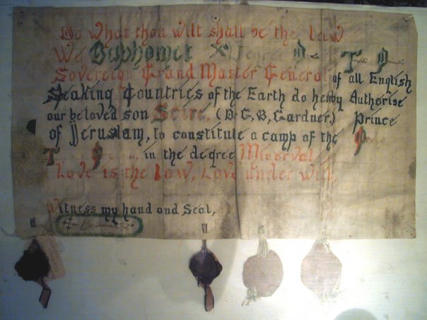 Gardner Minerval fokozatú thelemita avatási oklevele