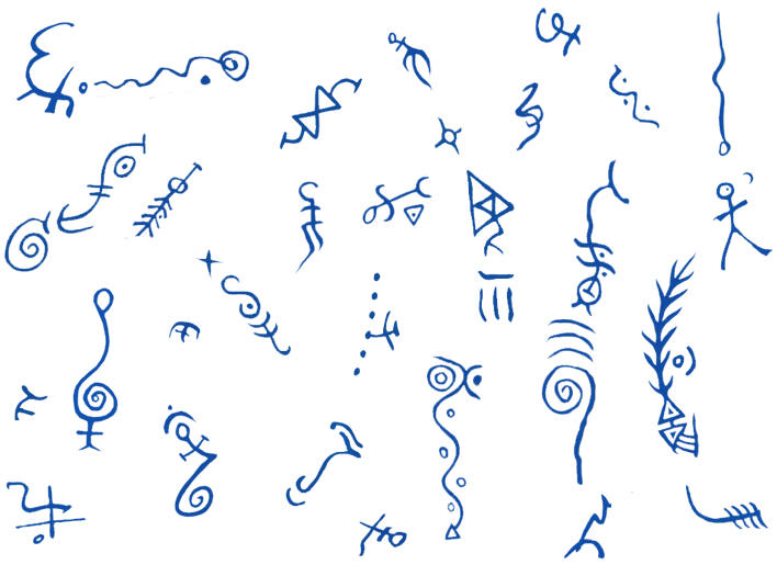 Példa a senzar glifákra