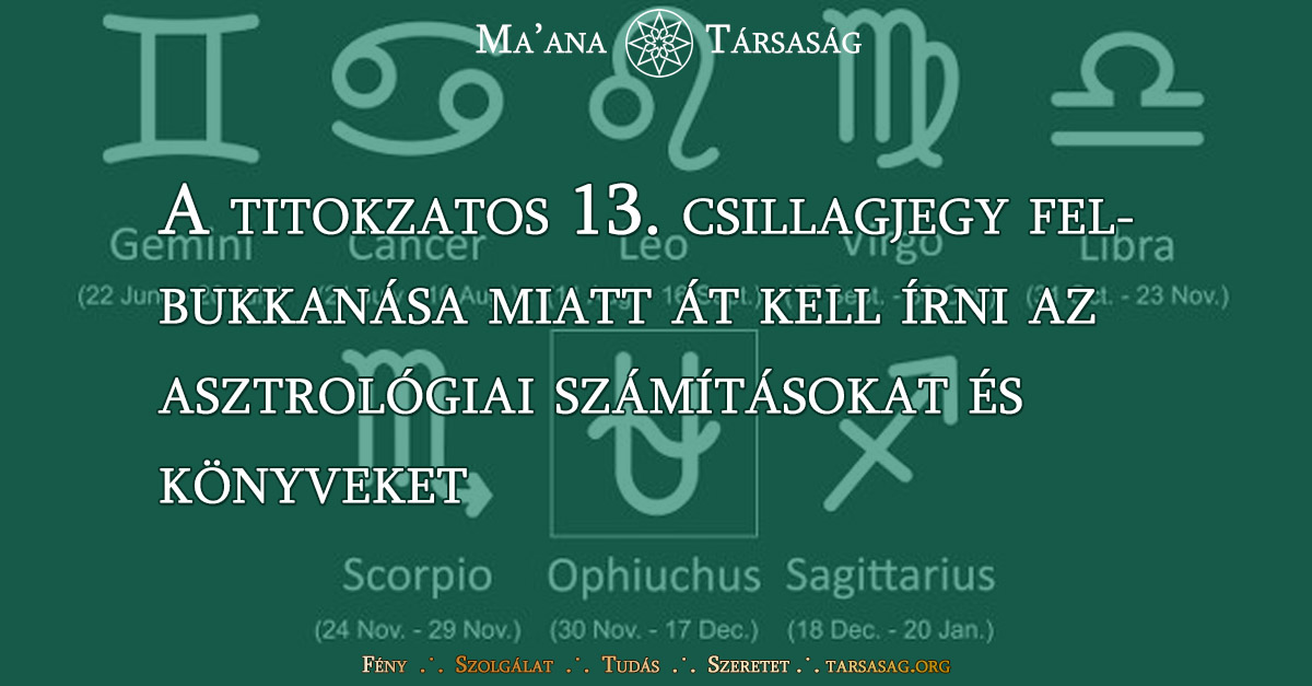 A titokzatos 13. csillagjegy felbukkanása miatt át kell írni az asztrológiai számításokat és könyveket