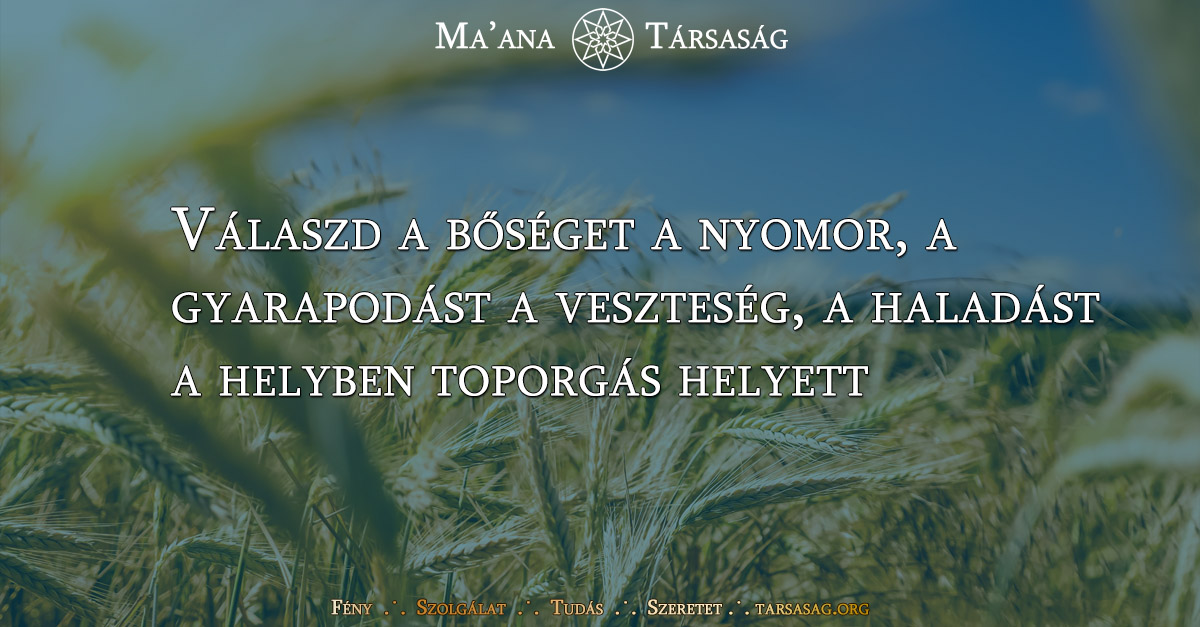 Válaszd a bőséget a nyomor, a gyarapodást a veszteség, a haladást a helyben toporgás helyett